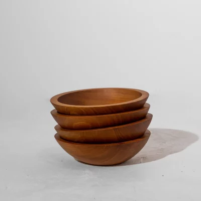 Individual 7" Wood Salad Bowls - Natural, Set of 4