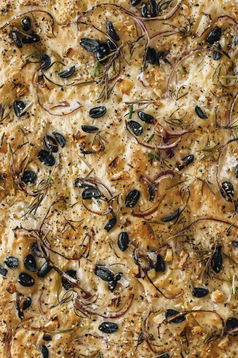 Easy Thanksgiving Appetizer - No-Knead Olive & Rosemary Focaccia Recipe