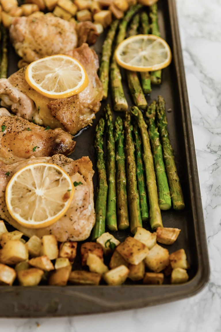 Sheet Pan Lemon Chicken and Asparagus from Unbound Wellness