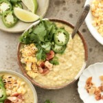 one pot spicy and vegan corn soup with poblano peppers and coconut milk