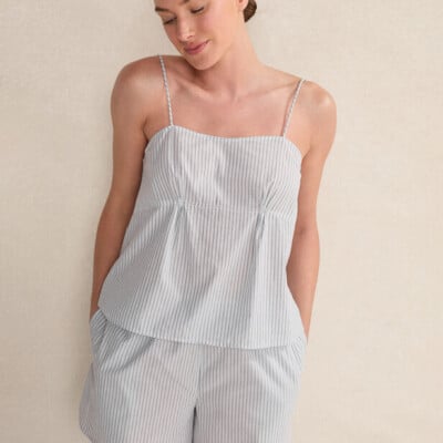 Cotton Poplin Delicate Stripe Sleep Set