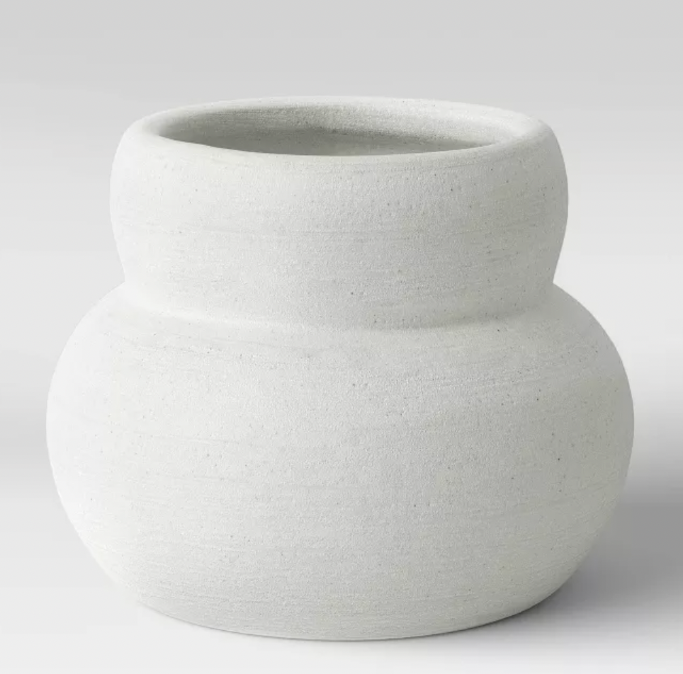 target round textured ceramic vase