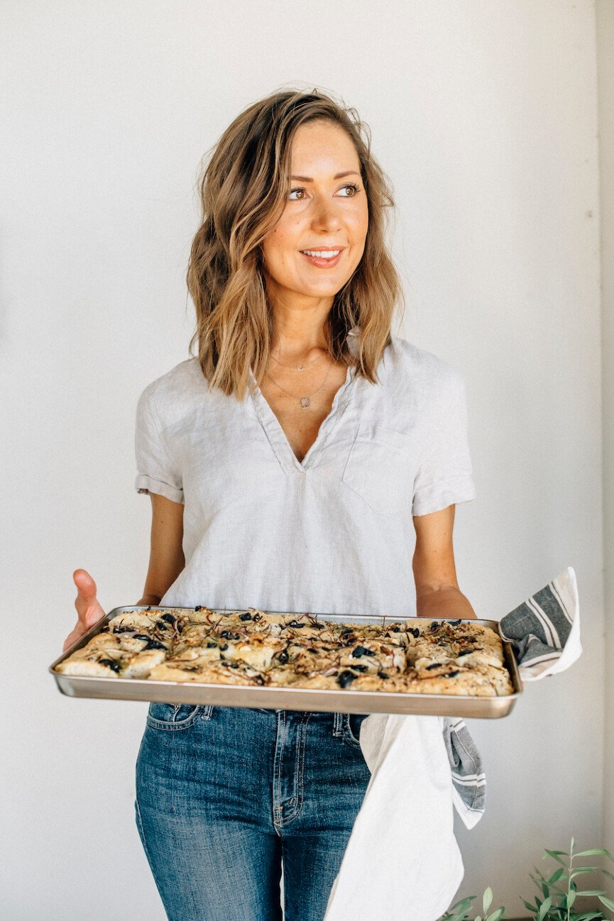 Camille Styles - Easy Thanksgiving Appetizer - No-Knead Olive & Rosemary Focaccia Recipe