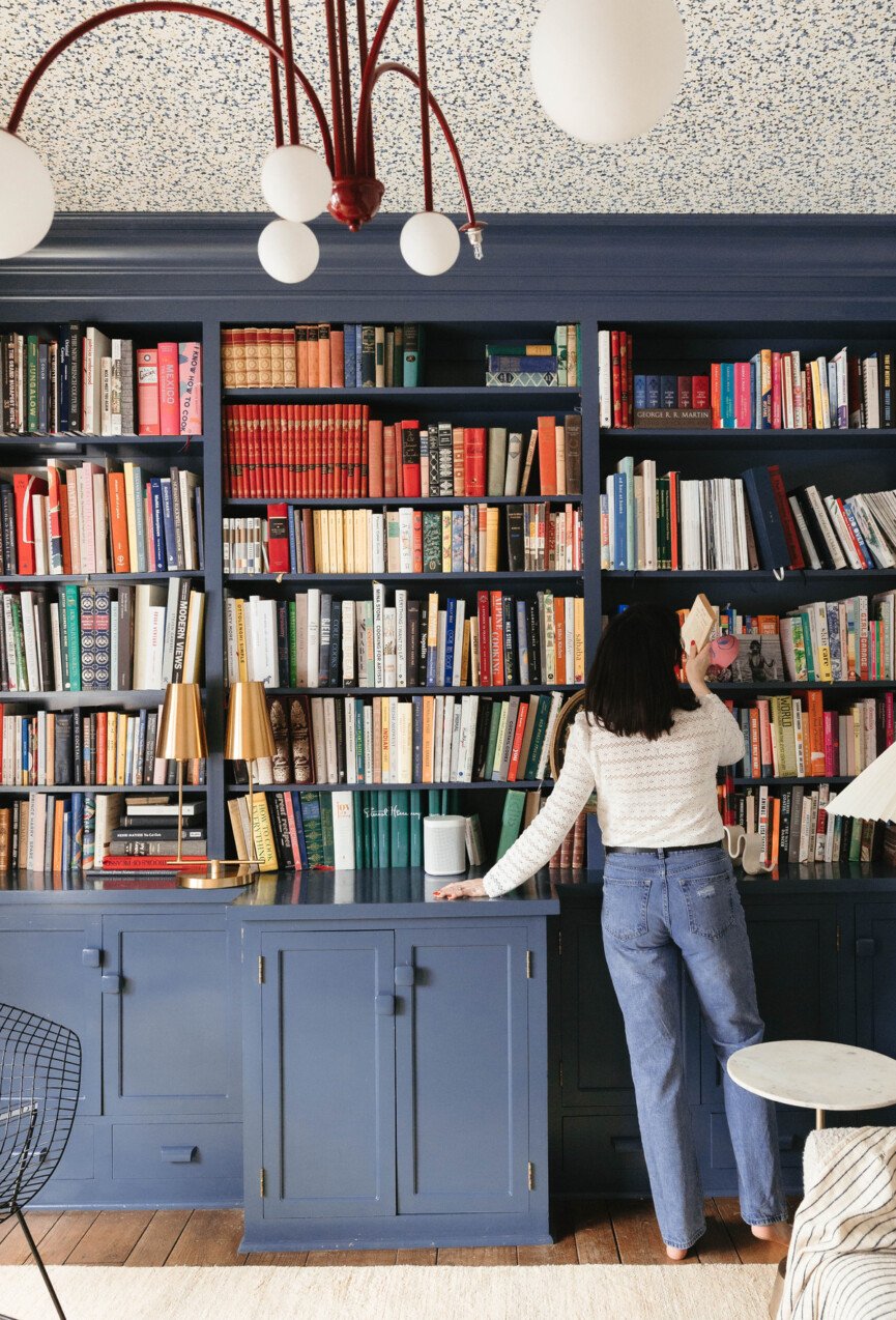 colorful bookshelf decor