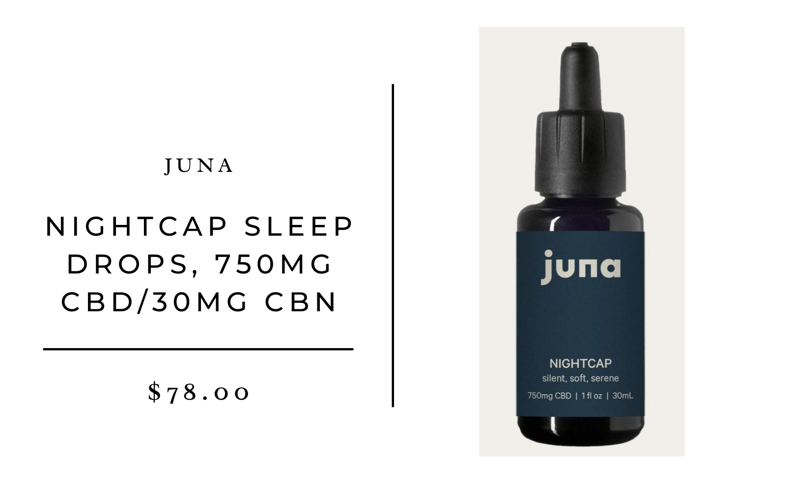 Juna Nightcap Sleep Drops, 750mg CBD/30mg CBN 