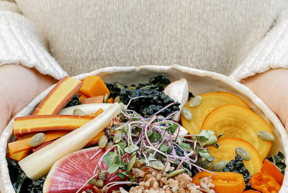 Autumn Grain Bowl with Quick Pickled Vegetables