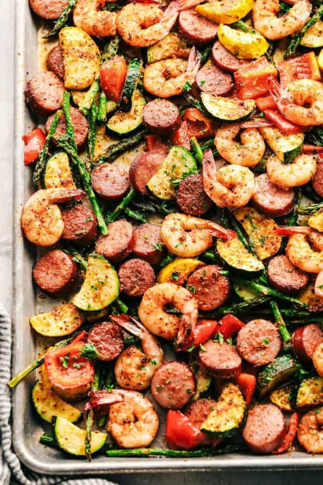 cajun shrimp and sausage sheetpan fall sheet pan dinner