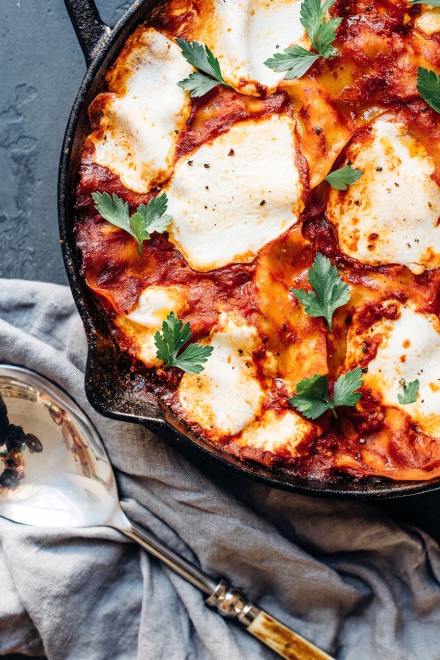 easy skillet lasagna with eggplant-one pot dinner-barilla