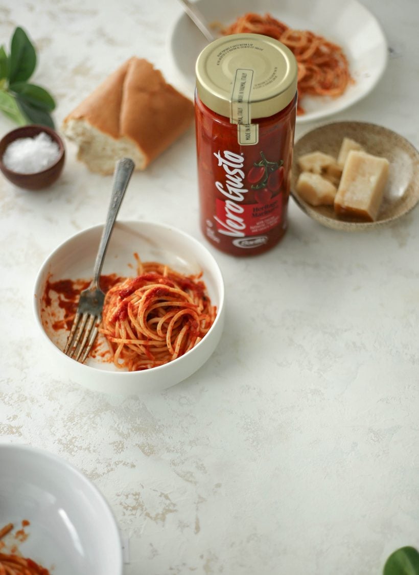 try to taste 7 biscuits of marinara pasta from the grocery store - this is the jar we will have in our recipes all year