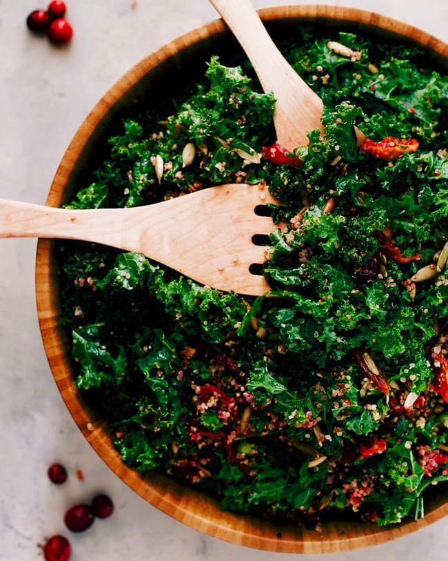 Healthy Thanksgiving Side Dishes - Roasted Cranberry Kale Salad