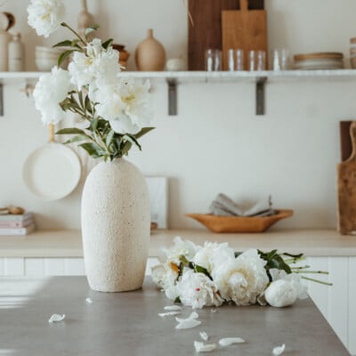 Vase of peonies