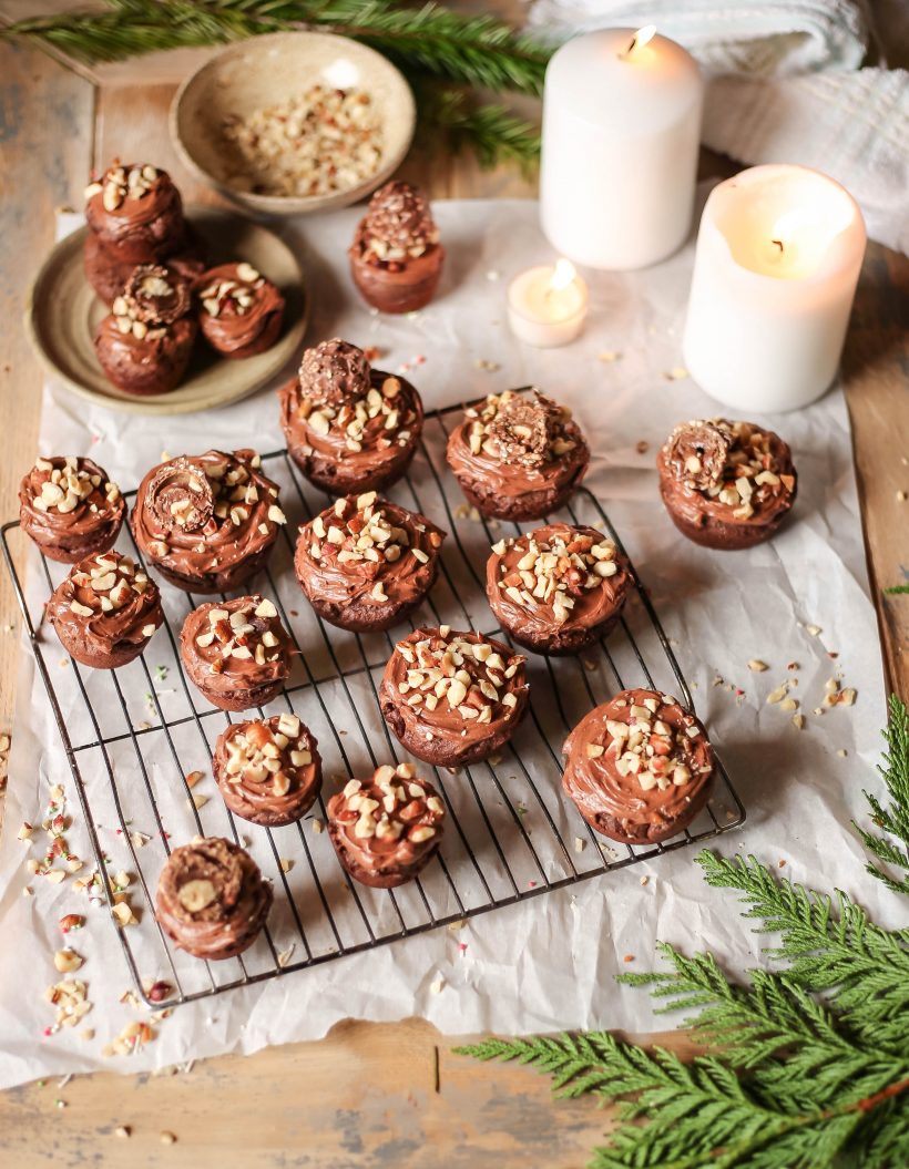 Chocolate hazelnut cookies made in muffin trays - holiday cookies