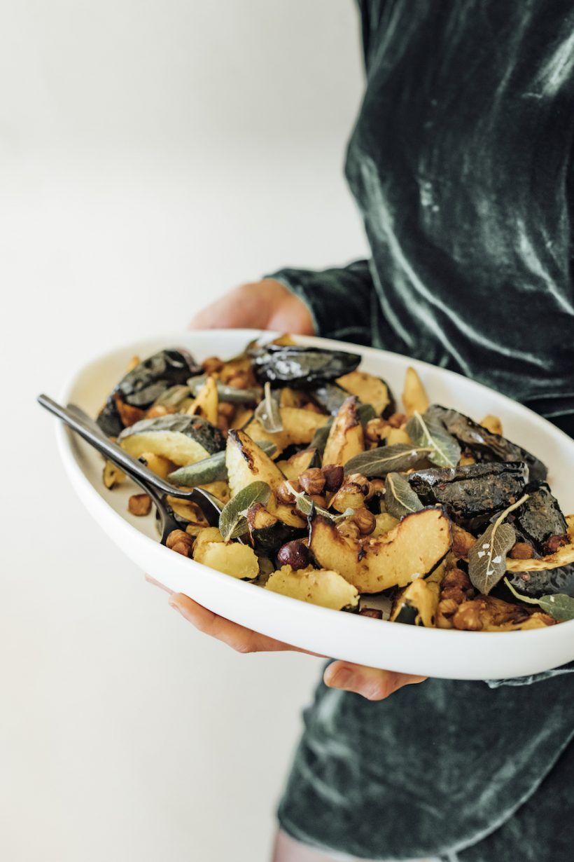 Roasted acorn squash with brown butter and hazelnuts and fried sage, courtesy of Half Baked Harvest, the best vegetable supplement for the holiday dinner.