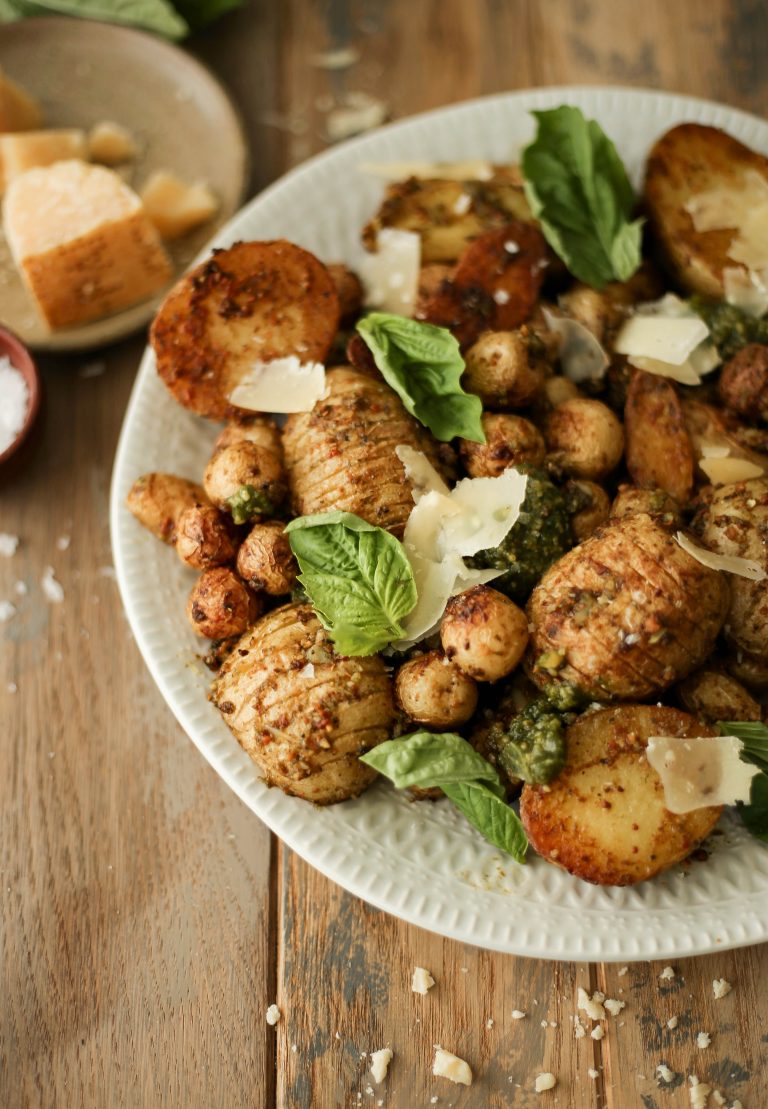 5 ingredients potato pesto with parmesan and lemon