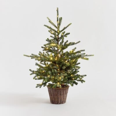 Faux Lit Blue Spruce Tree