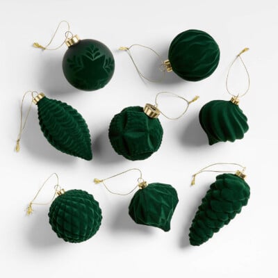 Green Velvet Ornaments