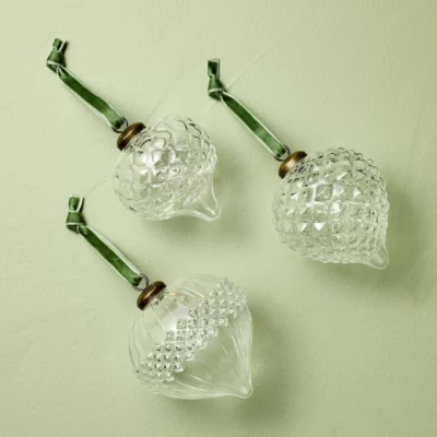 Ornate Glass Bulb Christmas Tree Ornaments (Set of 3)