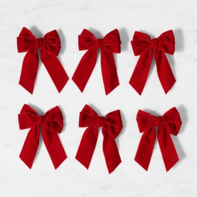 Red Bows with Wire Ties, Set of 6