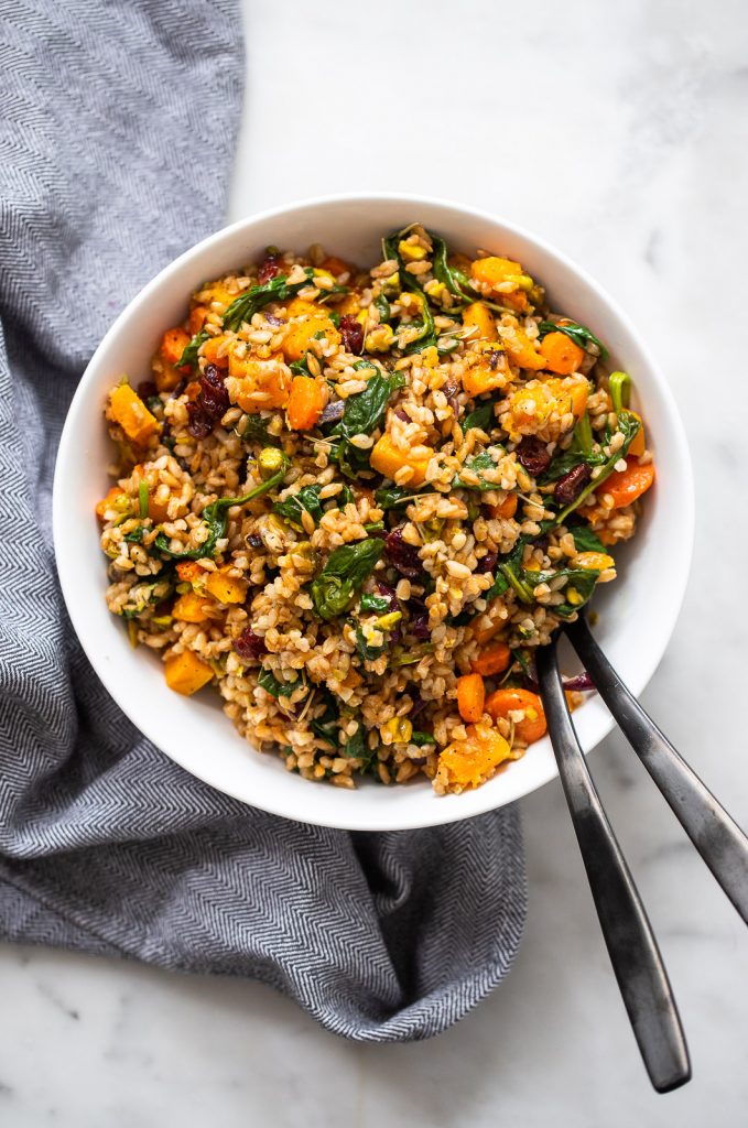 Warm Farro Salad with Roasted Root Vegetables 