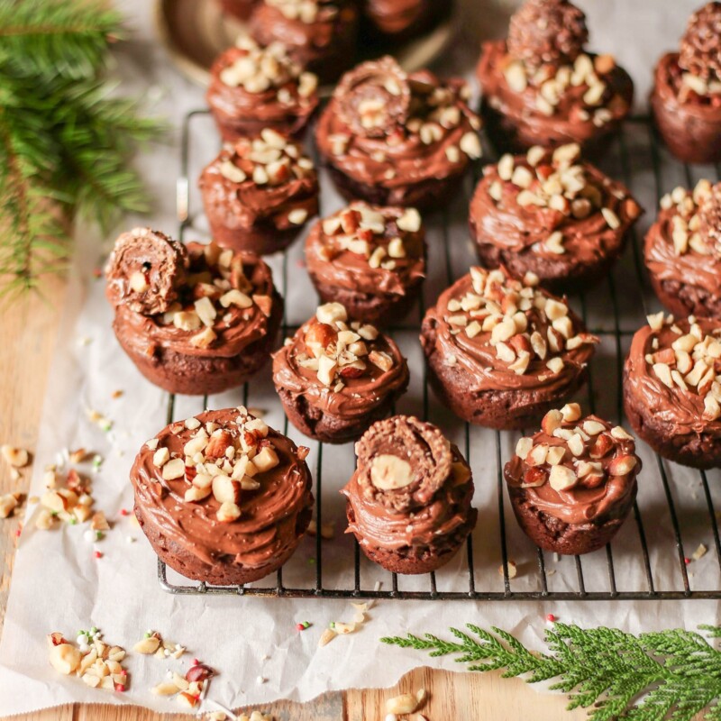 chocolate hazelnut cookies made in a muffin tray - holiday cookies