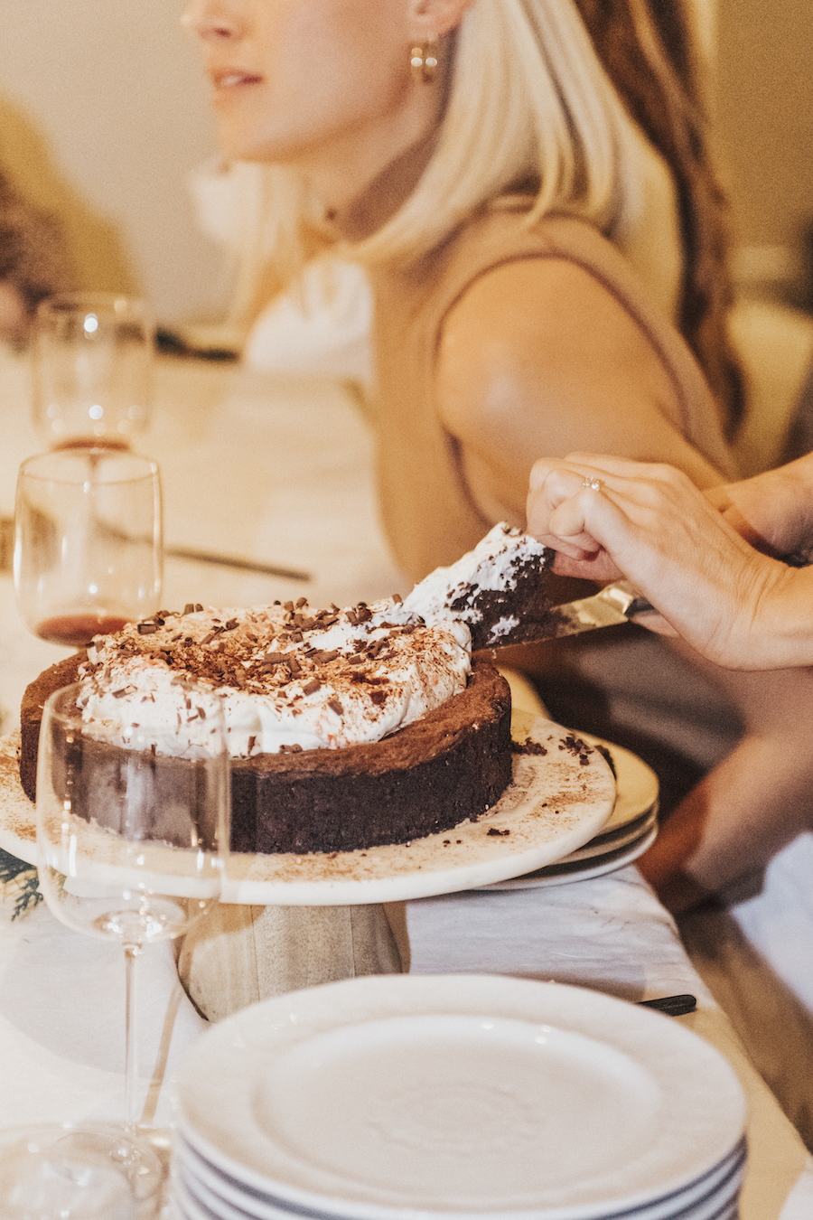 Flourless chocolate cake with mint