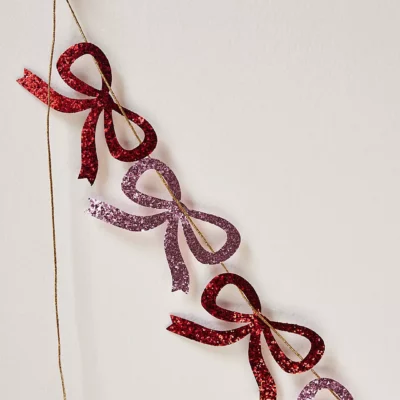 Red & Pink Glitter Bow Garland