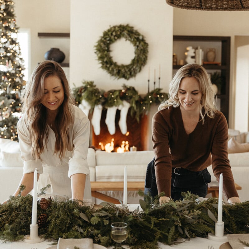 Women playing Christmas holiday games