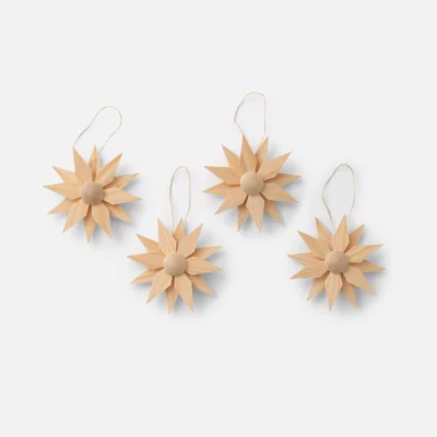 Wooden Star Ornament, Set of 4