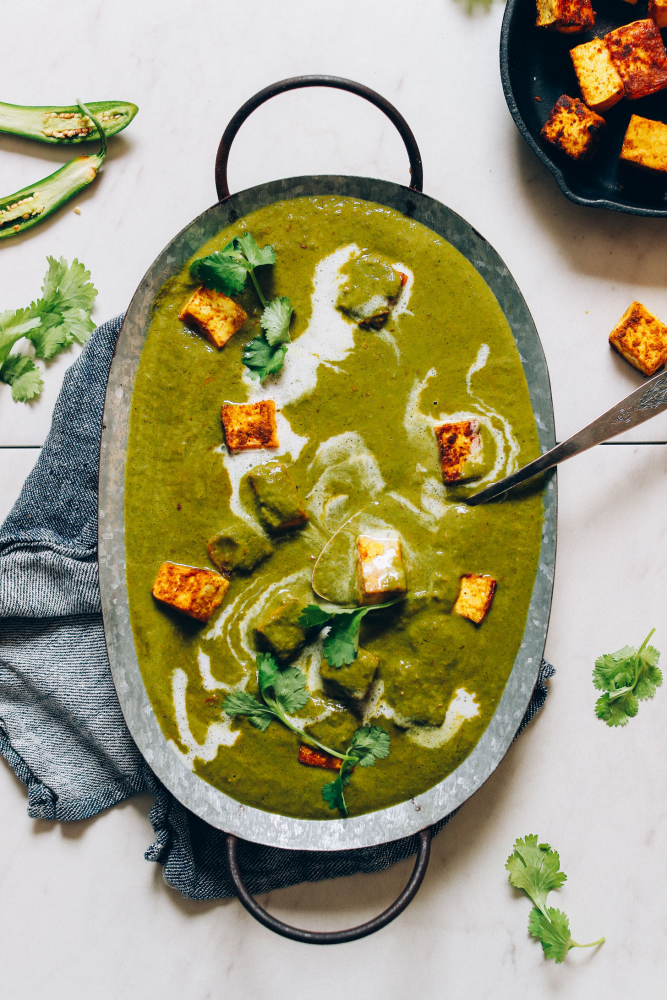 Vegan Palak with Minimalist Baker's Curry Tofu