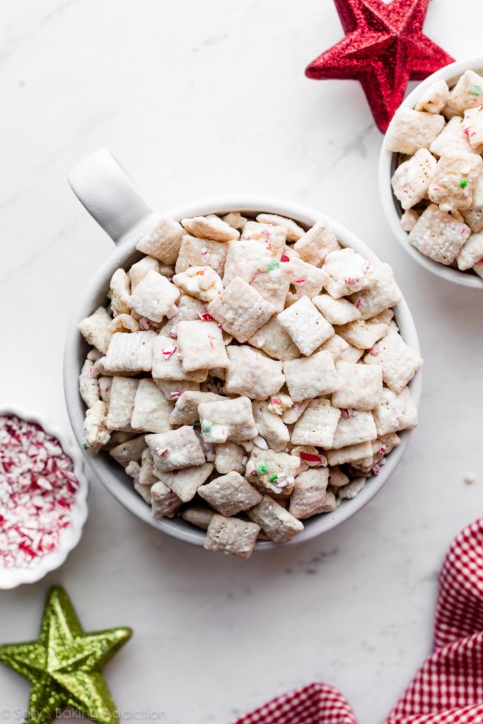 Peppermint Crunch Puppy Chow from Sally’s Baking Addiction - peppermint recipes