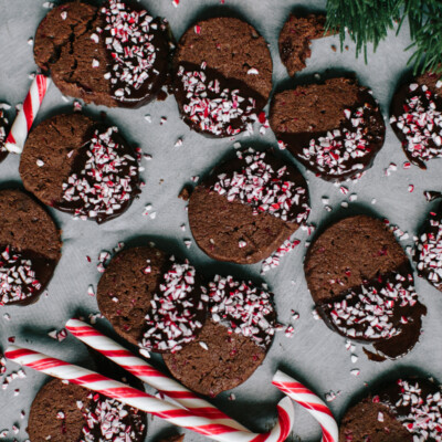 Chocolate Peppermint Shortbread Cookies