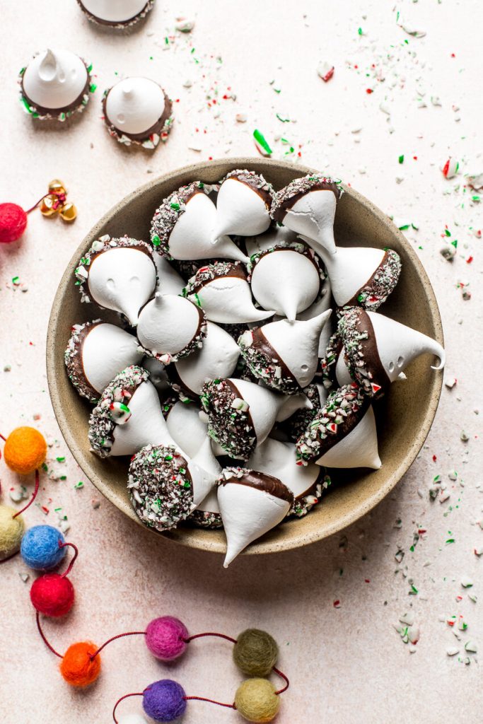 Candy Cane Meringue Kisses from Flourishing Foodie