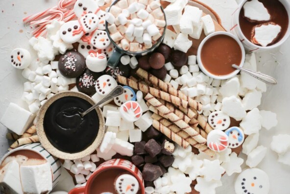 hot chocolate board for easy holiday dessert gathering