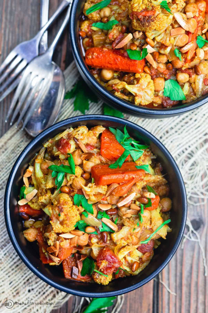 Grilled cauliflower & chickpea stew from Mediterranean cuisine