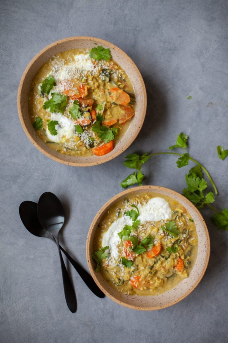 Coconut curry red lentil soup