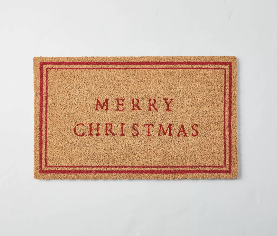 Merry Christmas Bordered Coir Doormat Tan/Red - Hearth & Hand™ with Magnolia
