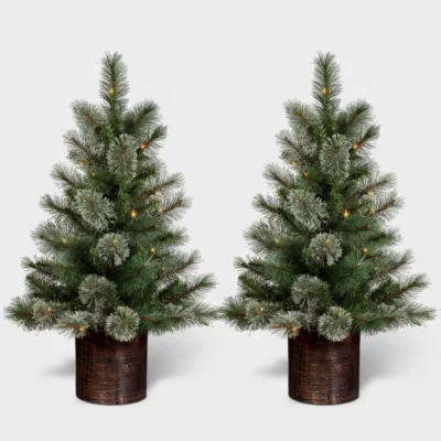 pre lit viriginia pine trees_outdoor christmas decorations ideas