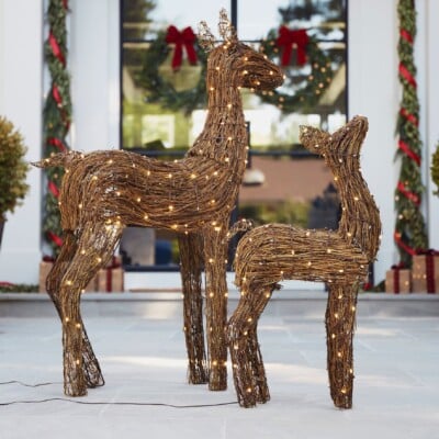 twinkle lights rattan deer