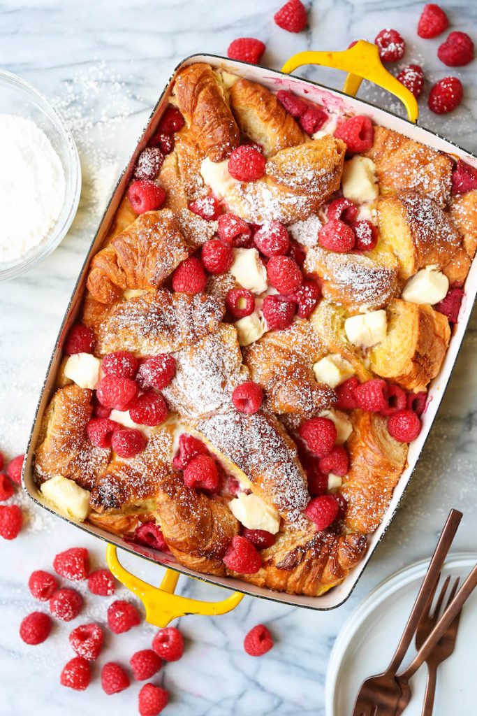 Raspberry Croissant French Toast Bake_romantic breakfast in bed ideas