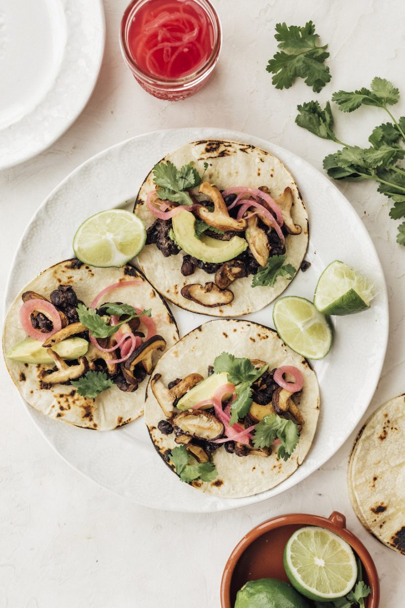 Mushroom and black bean pancakes are a delicious vegan plant-based dinner