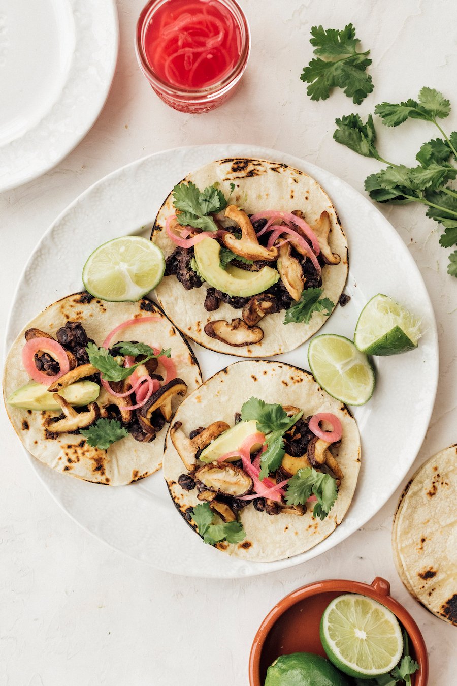 mushroom and black bean tacos are a delicious vegan plant-based dinner