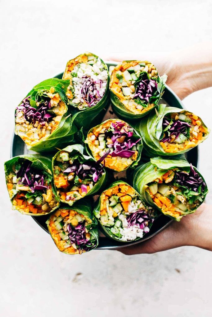 Rainbow Roll-Ups With Peanut Sauce_healthy lunches for work