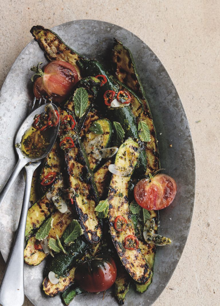 Grilled Zucchini with Chile Mint Vinaigrette_ easy vegan baking recipe