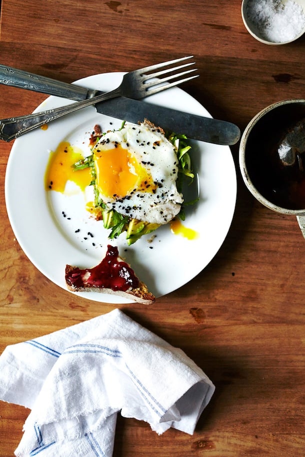 Avocado Toast with Egg & Frisee_romantic breakfast in bed ideas