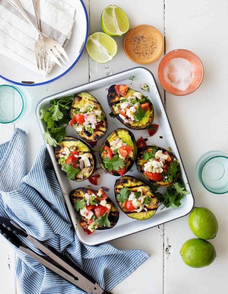 Grilled Avocado With Veggie Ceviche_easy vegan grilling recipes