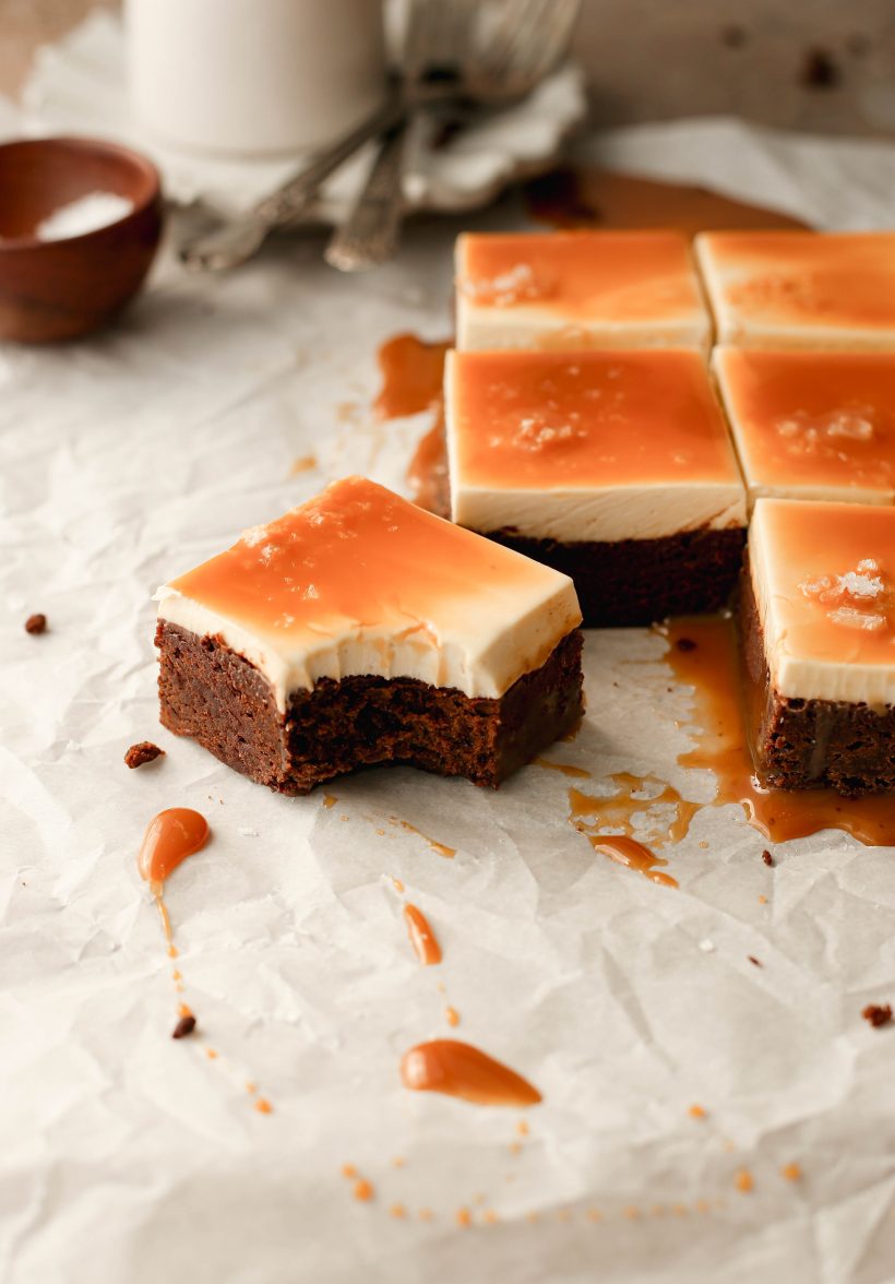 Salted Caramel Cheese Brownies are desserts not to be missed tonight