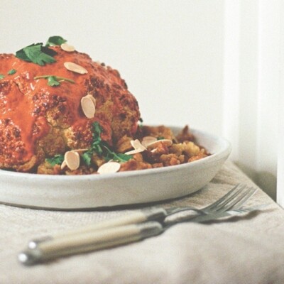 Hetty Mckinnon - My Go To Meal - Whole Roasted Gochujang Cauliflower with White Beans