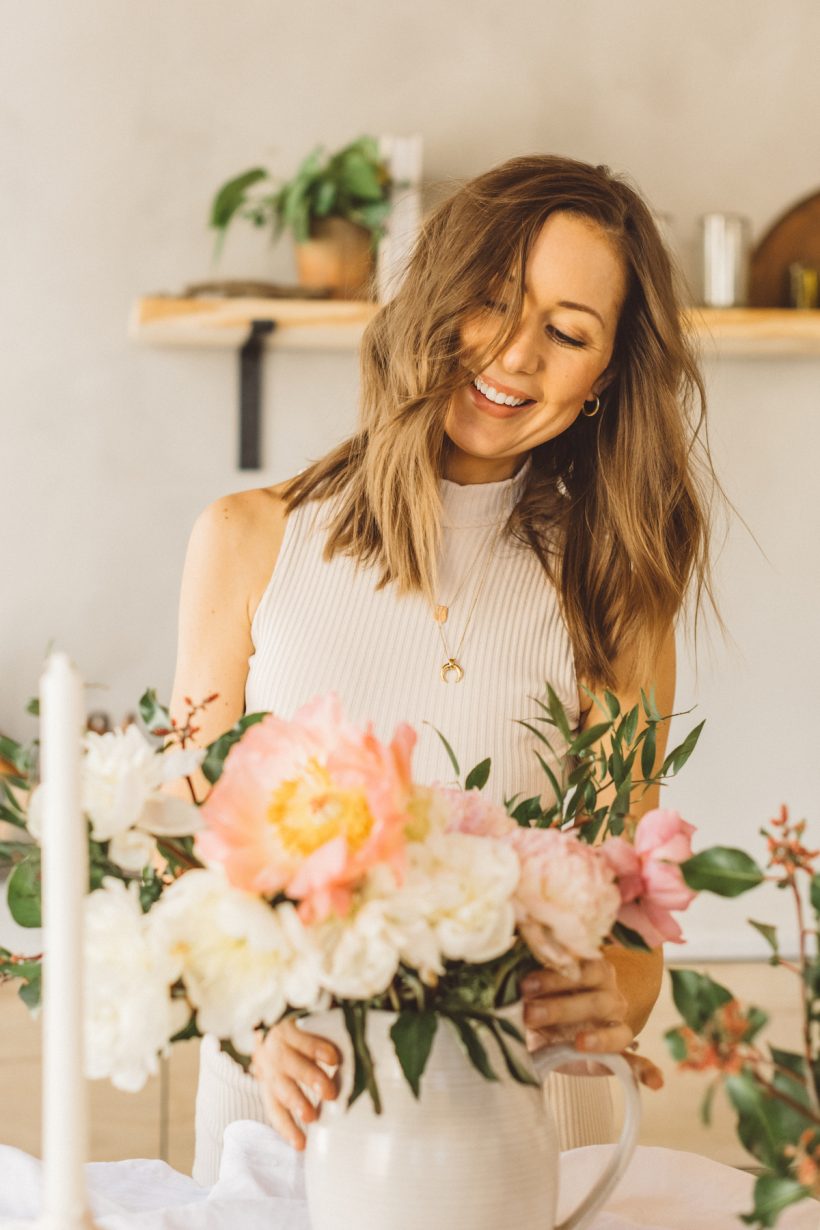 Valentine's Table Setting Ideas, Peonies Floral Centerpiece, Romantic Decor