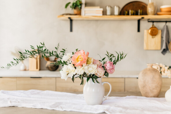 Valentine's Table Setting Ideas, Peonies Floral Centerpiece, Romantic Decor