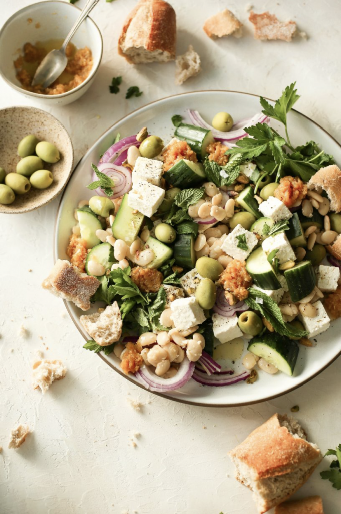feta salad with white beans and lemon_high protein meals